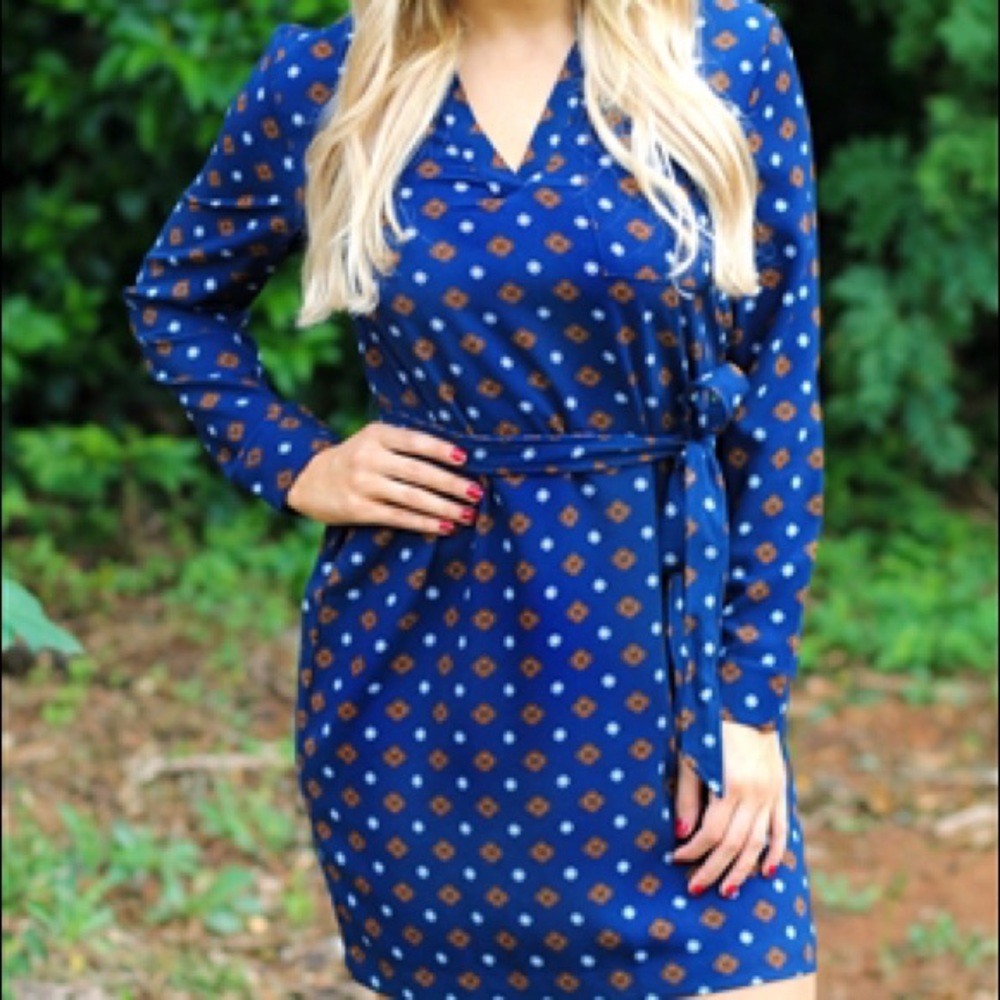 NEW Mud Pie Gia Navy Foulard Tunic Shirt Dress